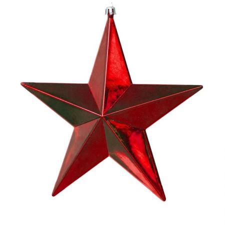 Новогоднее украшение Звезда пластик красная (высота 30 см)